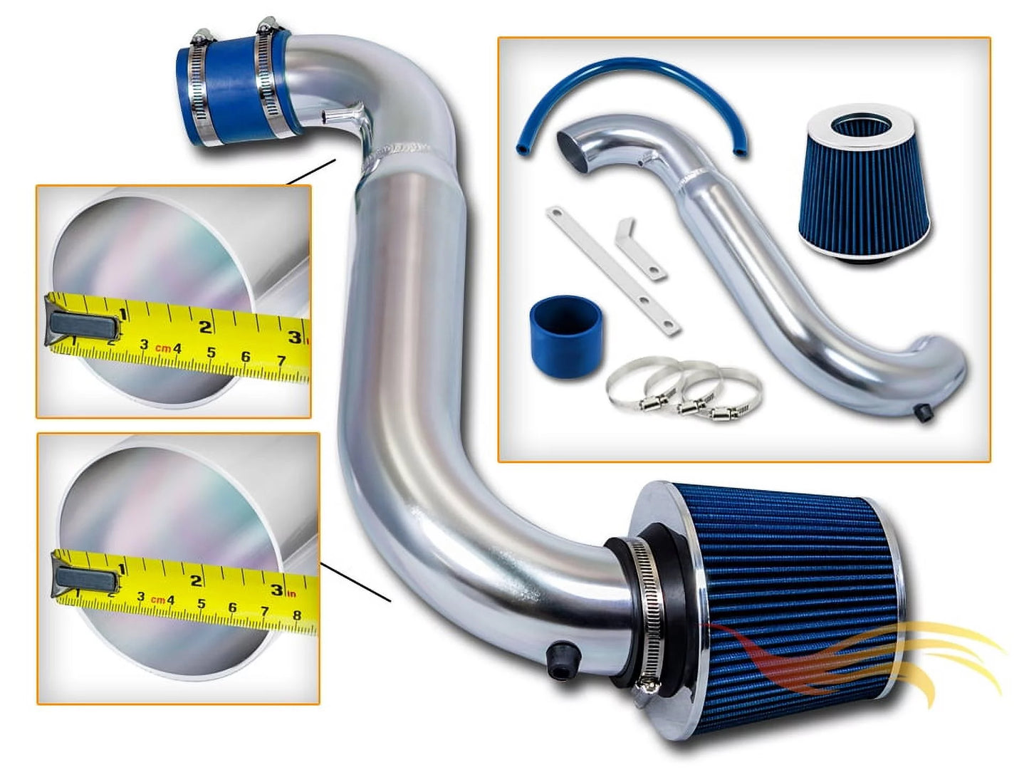 Rtunes Racing Short Ram Air Intake Kit + Filter Combo BLUE Compatible For 95-99 Saturn SL1 SL2 SC1 SC2 SW1 SW2 / 00-02 Saturn SL1 SC1 SW1