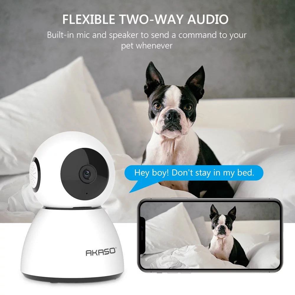 AKASO Security Camera WiFi IP Camera, 1080P FHD Smart Home Surveillance Camera, Baby/Pet Monitor Work with Alexa