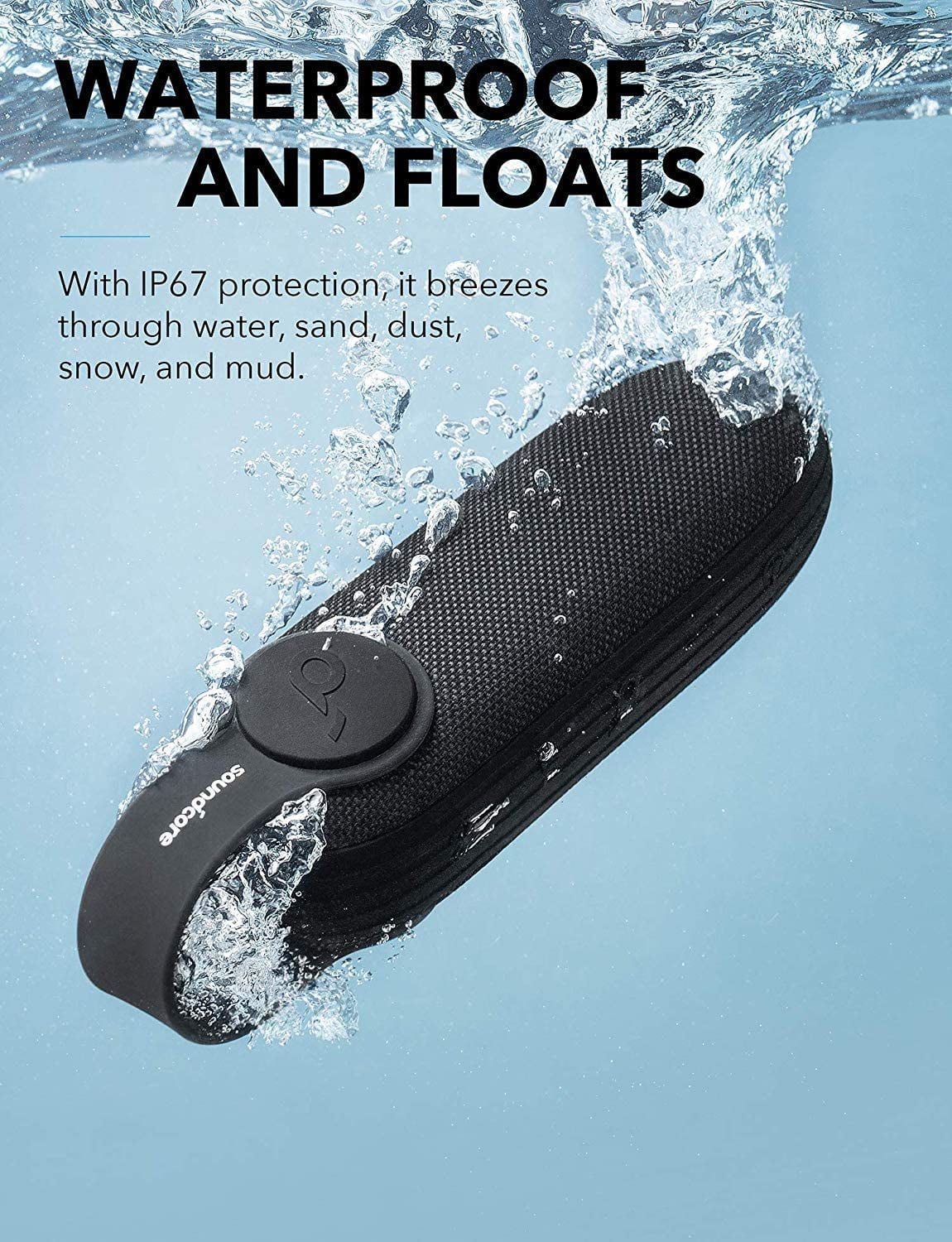 Soundcore by Anker- Icon Portable Speaker | 12-Hour Playtime | IP67 Waterproof | Black | A3122Z11