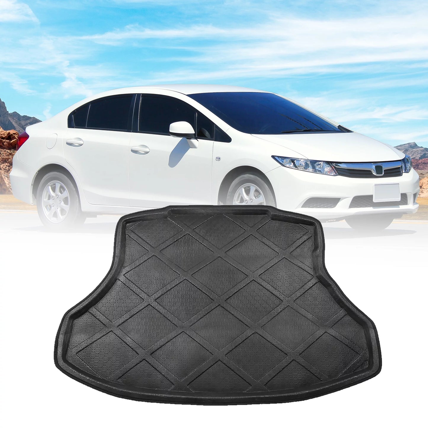 Unique Bargains Cargo Floor Mat All Weather Trunk Black for Honda Civic Sedan 2014-2016