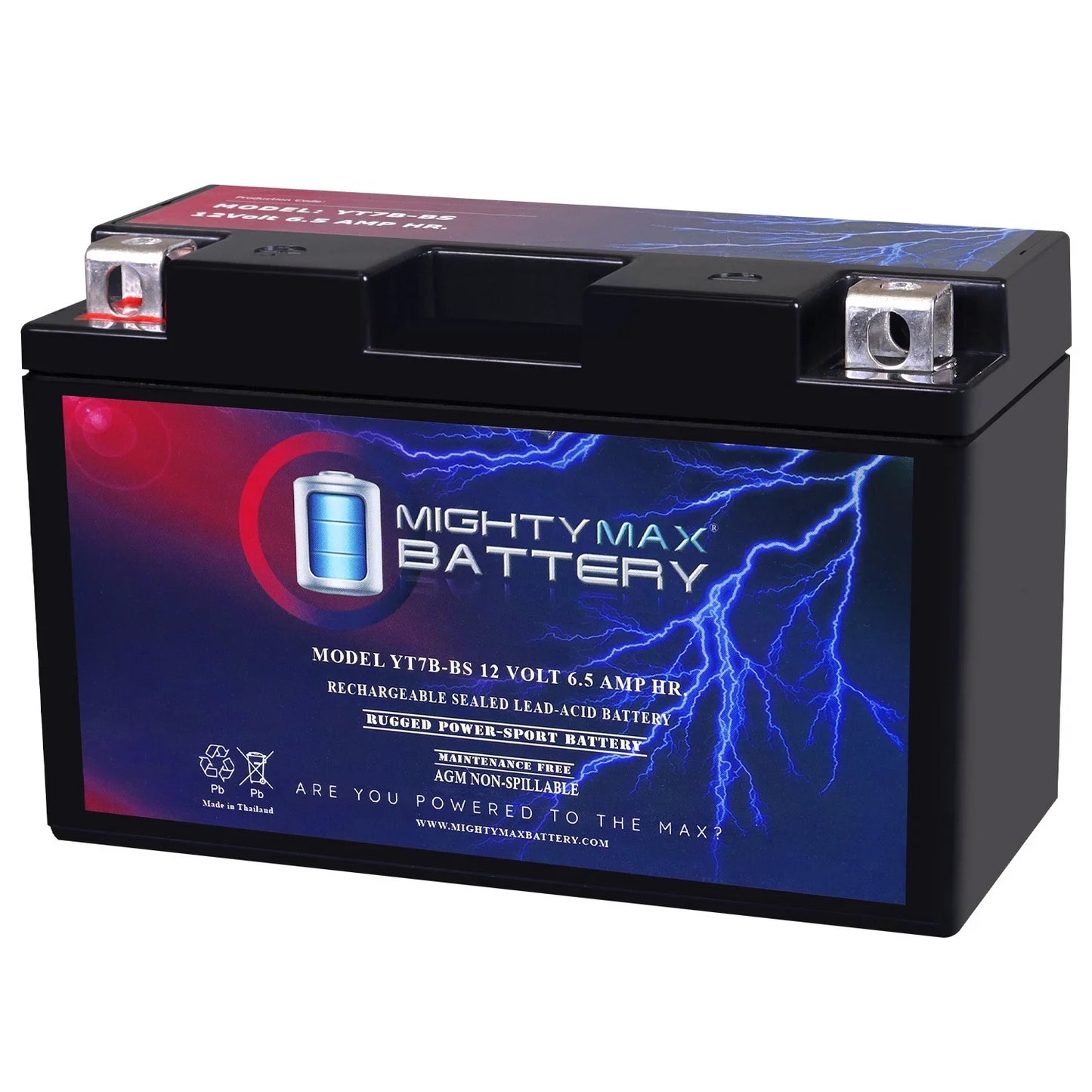 YT7B-BS 12V 6.5AH Replacement Battery for Parts Unlimited 2113-0218