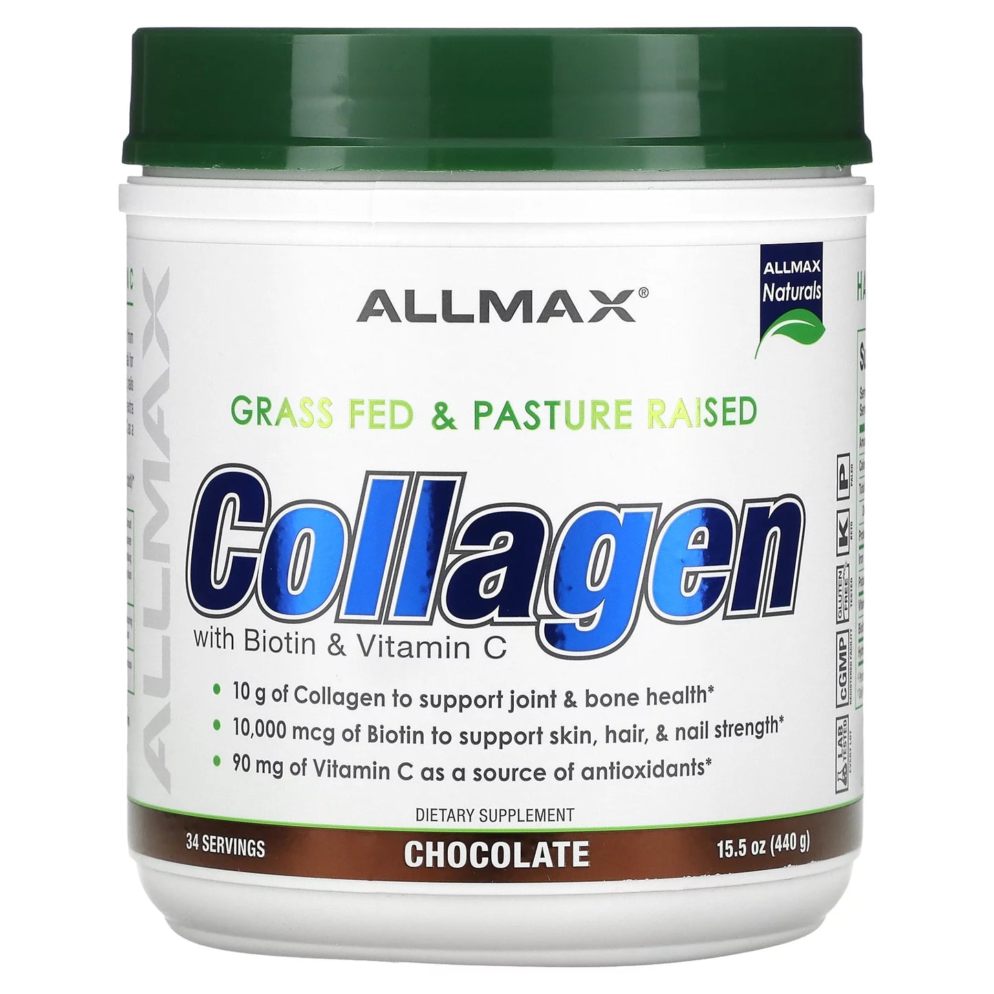 ALLMAX Collagen with Biotin & Vitamin C, Chocolate, 15.5 oz (440 g)