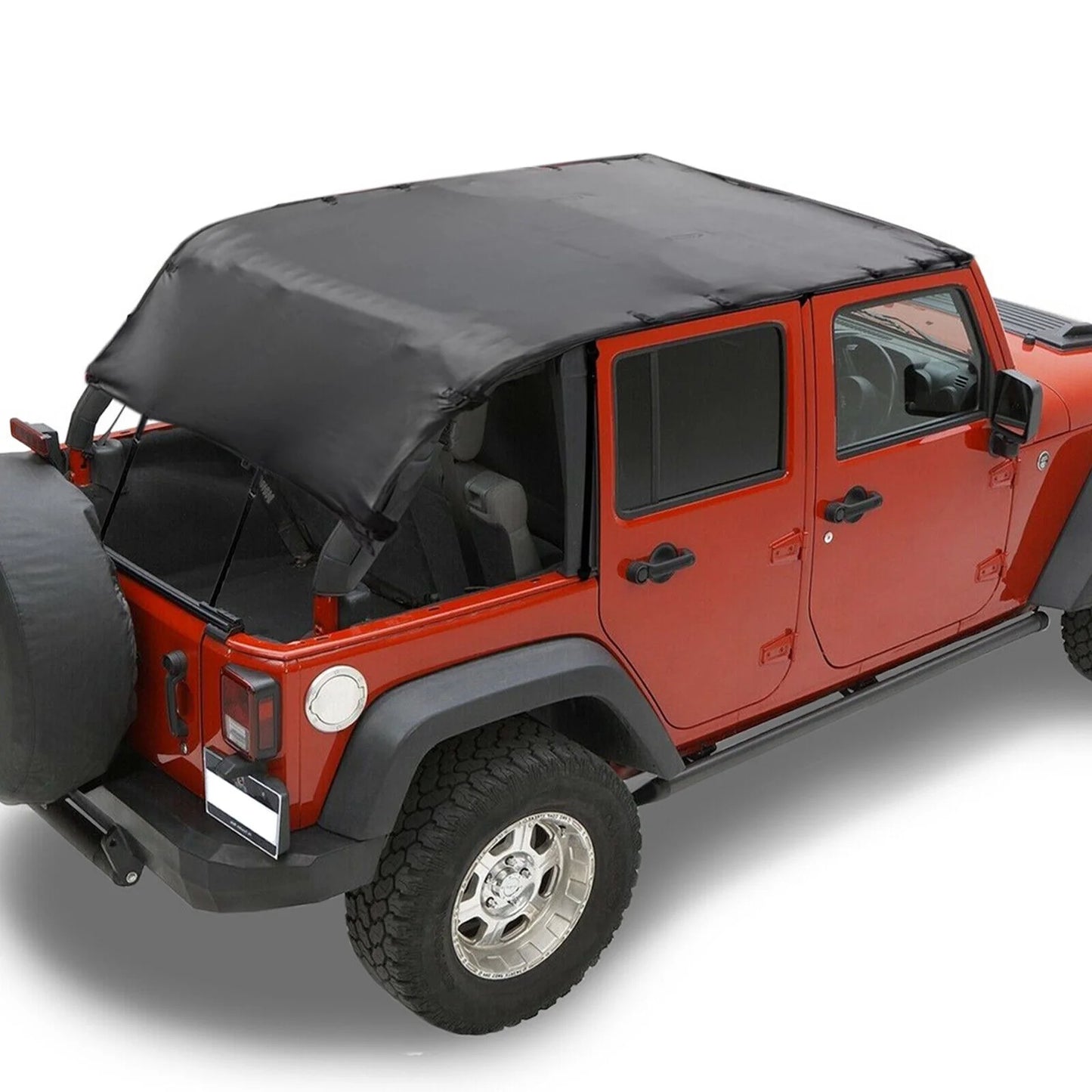 Soft Top Bikini Top Cover for Jeep Wrangler JK 2007-2017 2-Door Extended PU Leather Anti-UV Top Roof Black