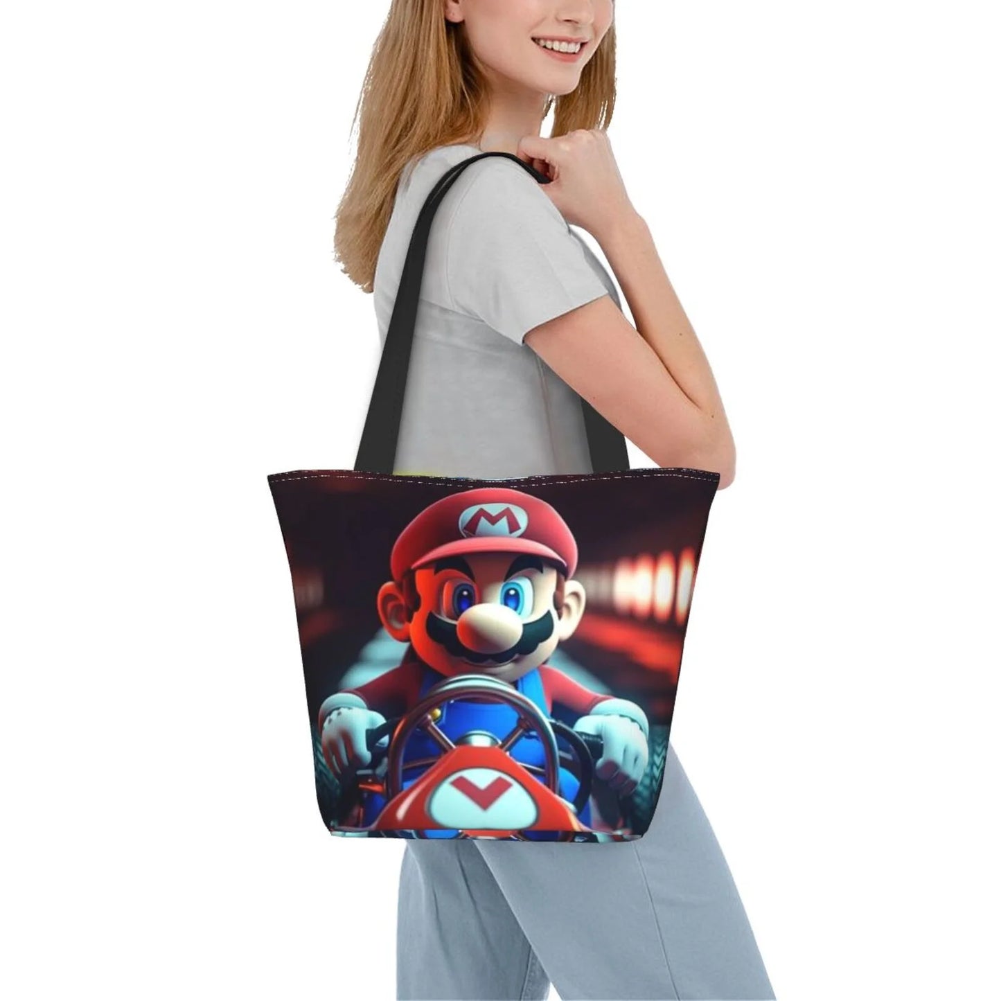 Super Mario Adventure Game Women's Tote Bag Large Capacity Shoulder Handbag For Travel Beach Shopping Business Work School