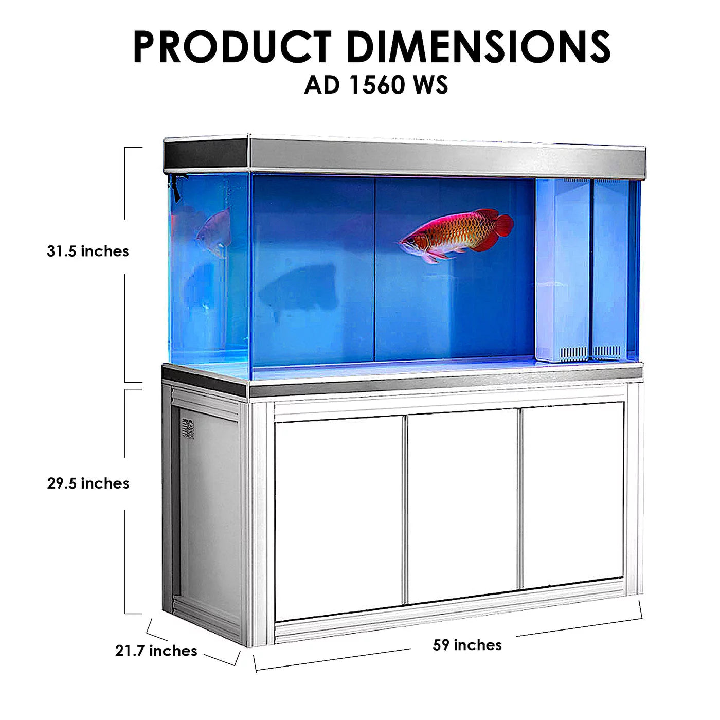 Aqua Dream 200 Gallon Tempered Glass All-in-one Aquarium White and Silver