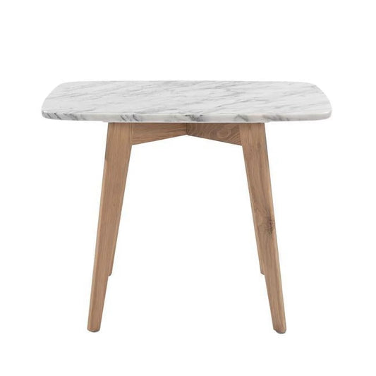 12 x 21 in. Cima Rectangular Italian Carrara White Marble Table with Oak Legs