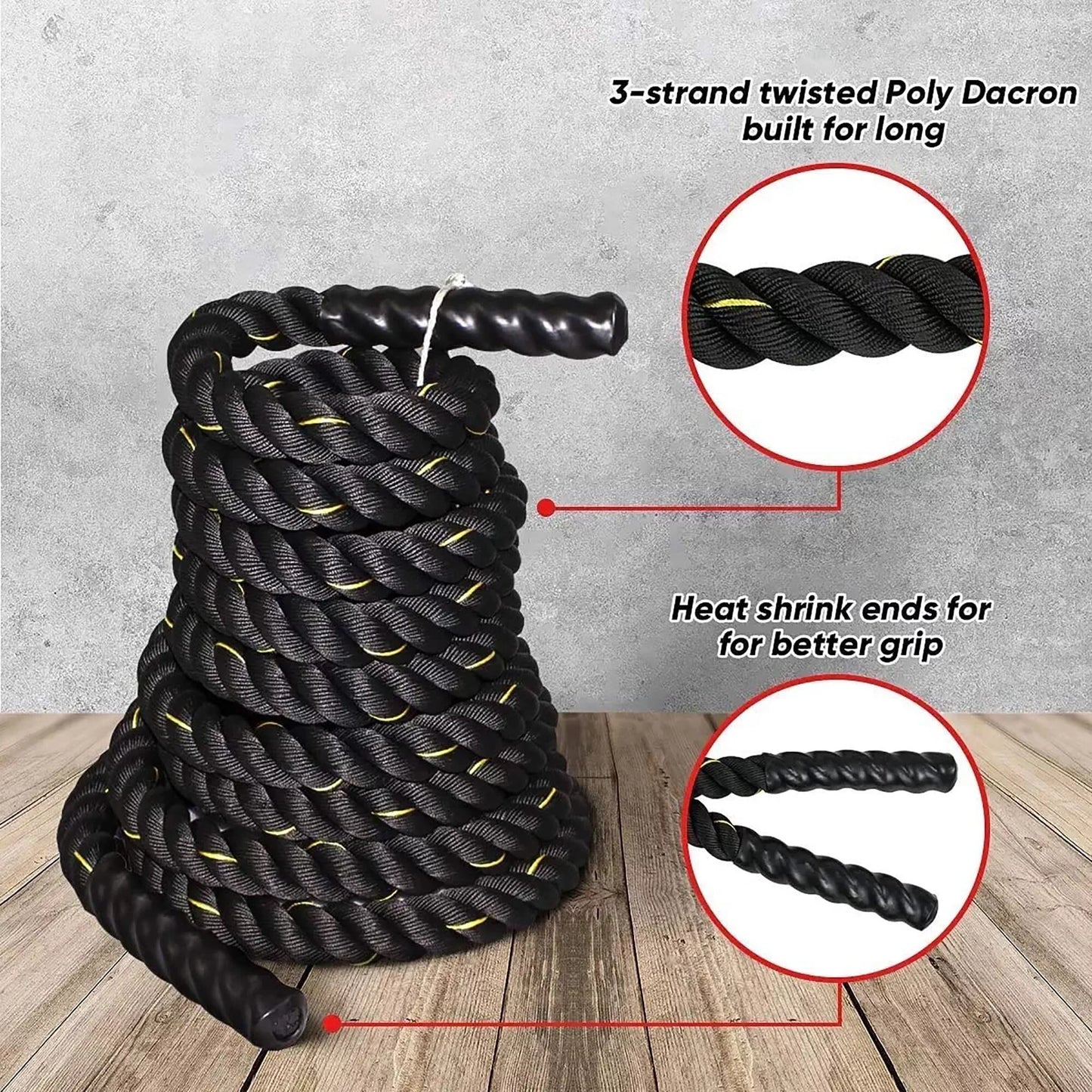 ZENSTYLE Training Exercise Battle Rope Indoor Gym Home Workout Equipment Core Muscles Building