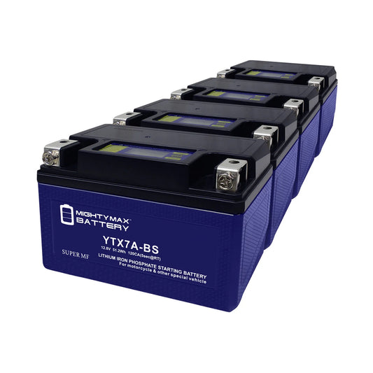 YTX7A-BS Lithium Replacement Battery Compatible with Peugeot Scooter 50 Tweet Evo 2014 - 4 Pack