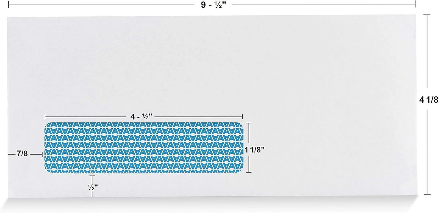 Aimoh #10 Single Left Window Security Envelopes with Self-Seal Adhesive Strip, 4 1/8" x 9 1/2" 500-Pack