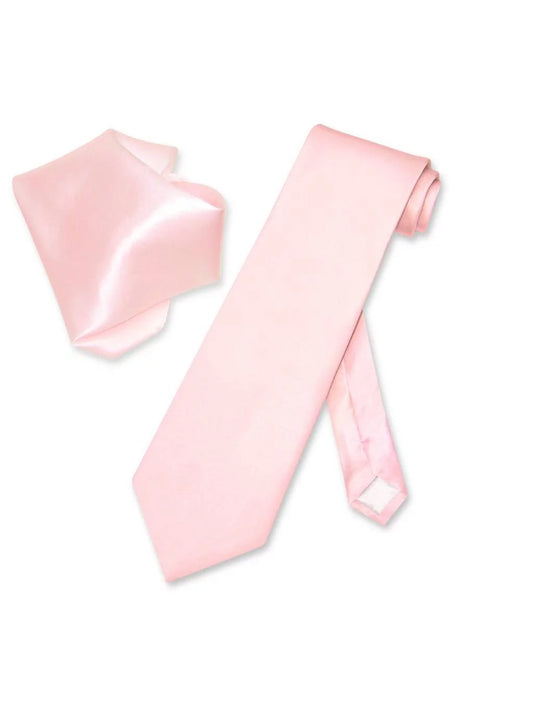 Biagio 100% SILK Solid LIGHT PINK Color NeckTie Handkerchief Men's Neck Tie Set