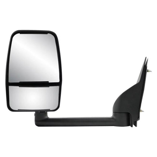 62170G - Fit System Driver Side Towing Mirror for 03-18 Chevrolet Express Van/ GMC Savana Full Size Van, textured black w/ PTM cover, dual lens, foldaway, Manual