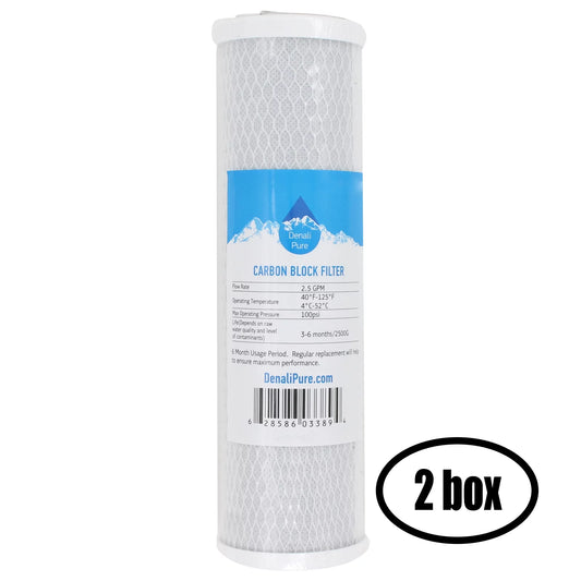 2 Boxes of Replacement for ThePerfectWater VL2SB1 Activated Carbon Block Filter - Universal 10 inch Filter for ThePerfectWater Value Line 2 Stage Water Filter - Denali Pure Brand