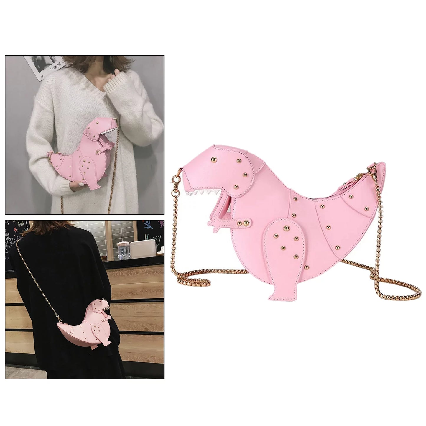 Women Cartoon Shoulder Bag Chic Chain Strap Purse Handbag - , 27.5x11x16cm Pink