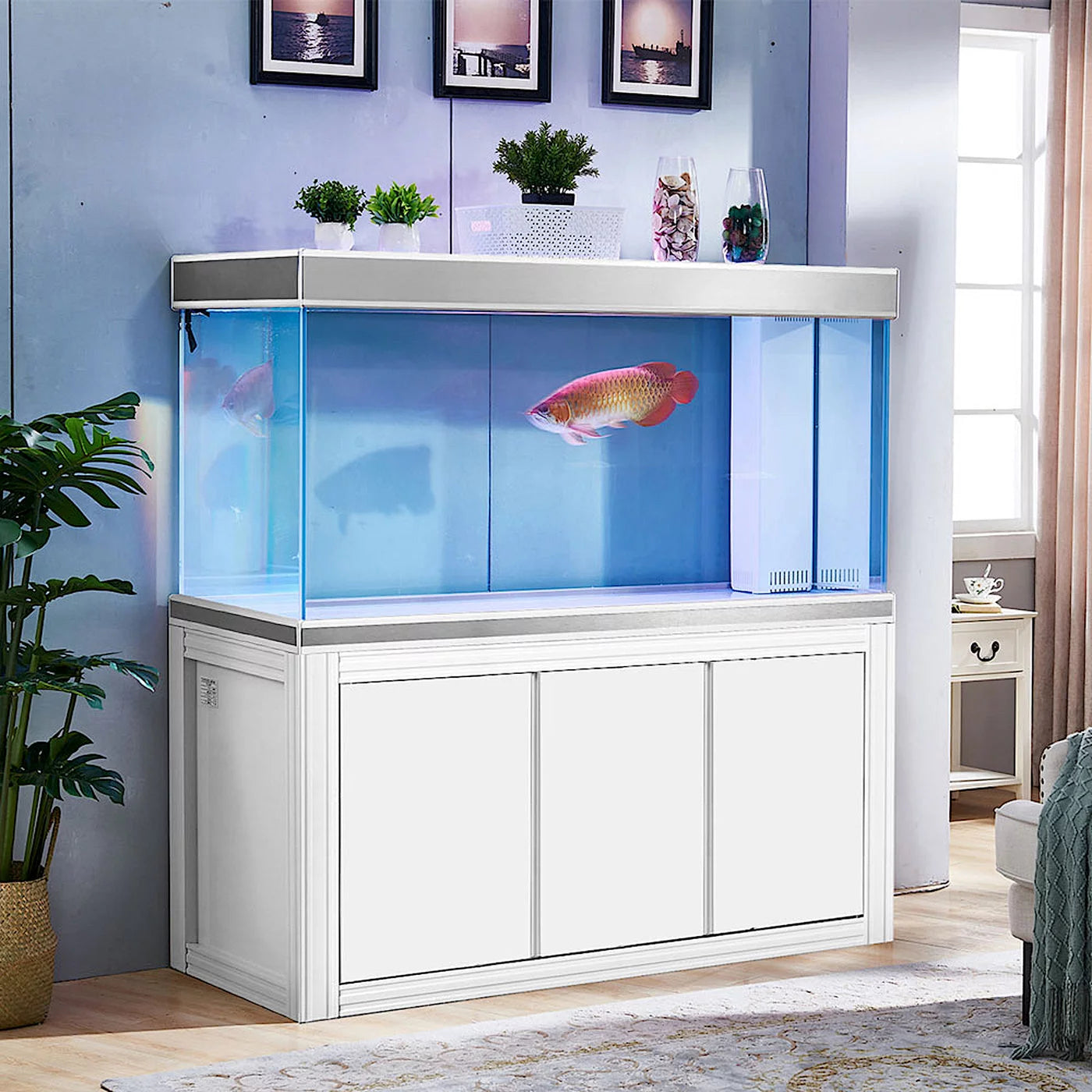 Aqua Dream 145 Gallon Tempered Glass All-in-one Aquarium White and Silver