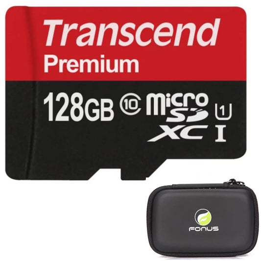 128GB Memory Card with Zipper Case (Not a phone case) - Transcend High Speed MicroSD Class 10 MicroSDXC Compatible for TCL Signa, 10L, 20 SE, 10 5G UW, Pro 5G - UniHertz Titan - N8P