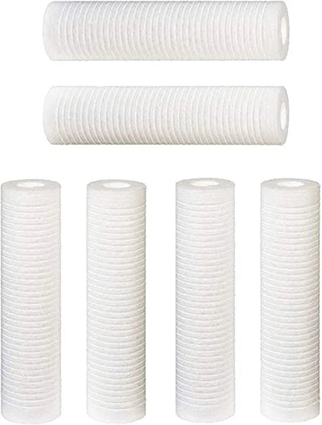 6 pk 10"x2.5" 5 Micron Grooved Sediment Melt Blown Filters Cartridges (Compatible Replace Aqua-Pure AP110, Whirlpool WHCF-GD05, Watts FPMBG-5-975)