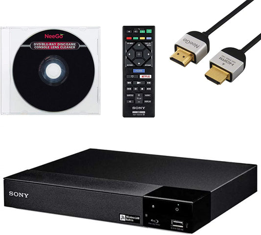 Sony BDP-S3700 Blu-Ray Disc Player with Built-in Wi-Fi - Netflix, You Tube + Remote Control + NeeGo High-Speed HDMI Cable W/Ethernet NeeGo Lens Cleaner