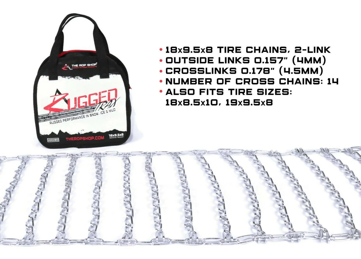 The ROP Shop | Pair 2 Link Tire Chains 19x9.5x8 For Many Kawasaki Mule Teryx UTV Vehicle