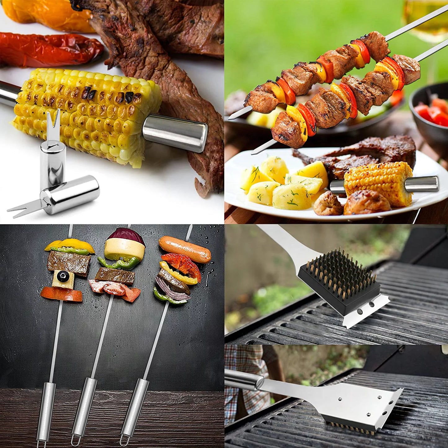 BBQ Grill Utensil Tools Set Reinforced BBQ Tongs 19-Piece Stainless-Steel Barbecue Grilling Accessories with Aluminum Storage Case -Complete Outdoor Grill Kit for Dad, Birthday Gift for Man