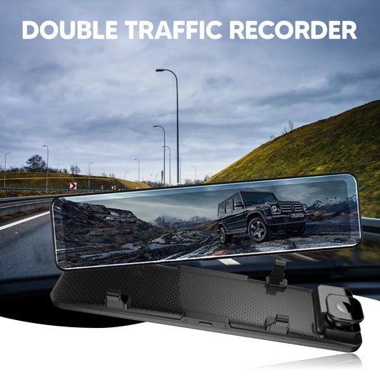 12"Dual Dash Cam GPS Car Rear View Mirror Camera DVR Video Recorder Night Kits