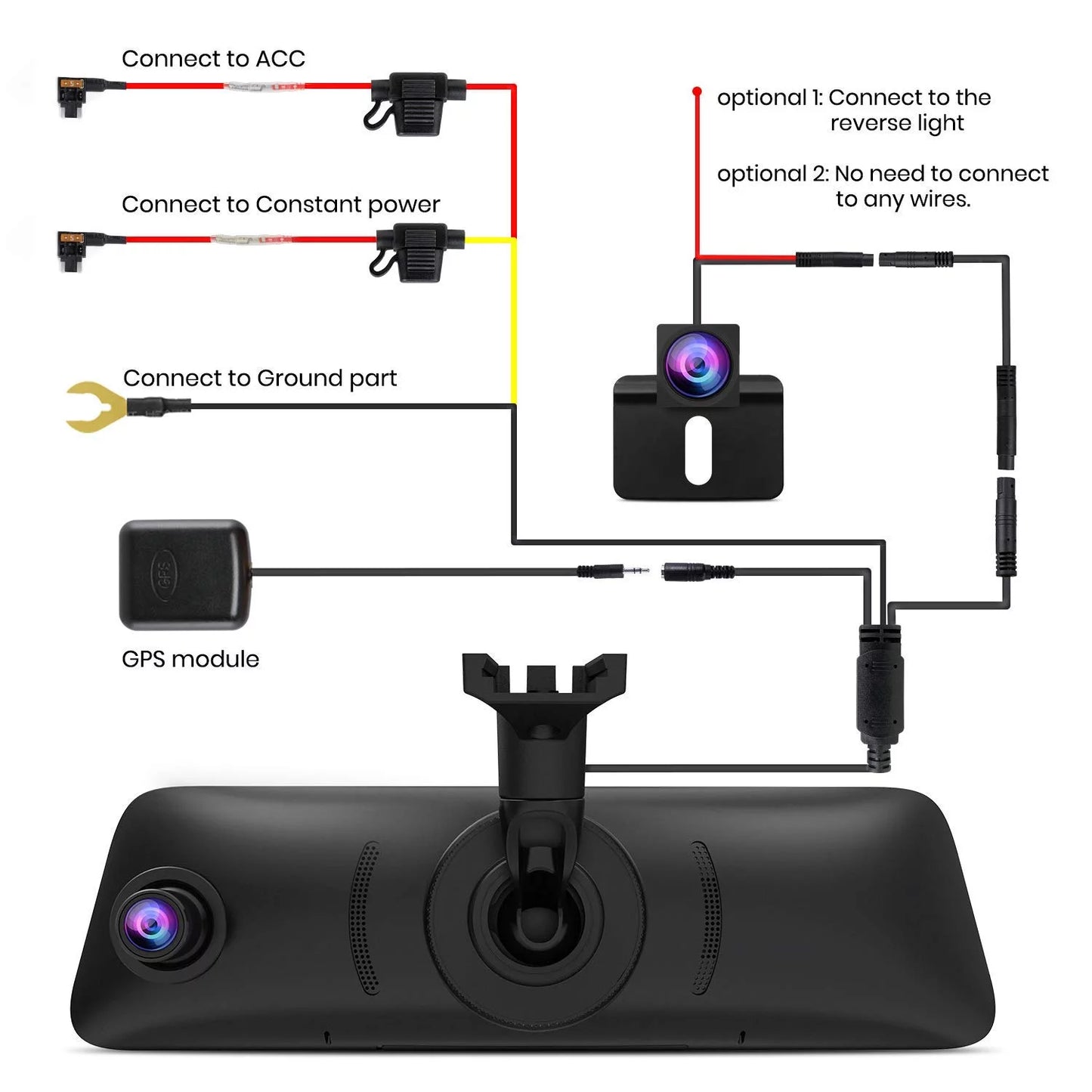 Auto-Vox Car Mirror Dash Cam Backup Camera Front & Rear Dual DVR Recorder 9.35'' OEM Look Mirror Monitor With Dual 1080P Rear View Camera( V5 PRO)