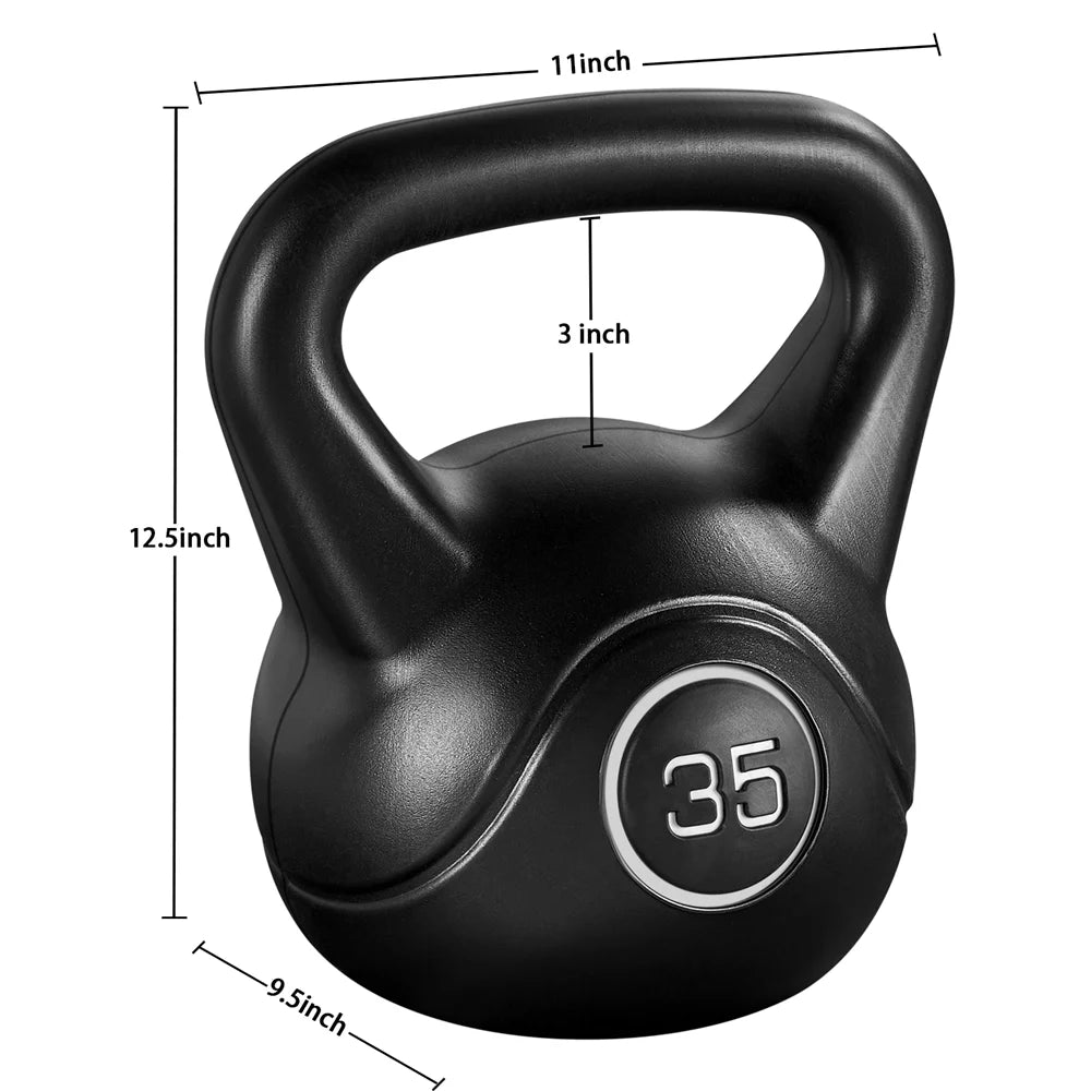 Yaheetech HDPE Coated Kettlebell for Home Gym Fitness Bodybuilding Weight Lifting, Black, 35lbs