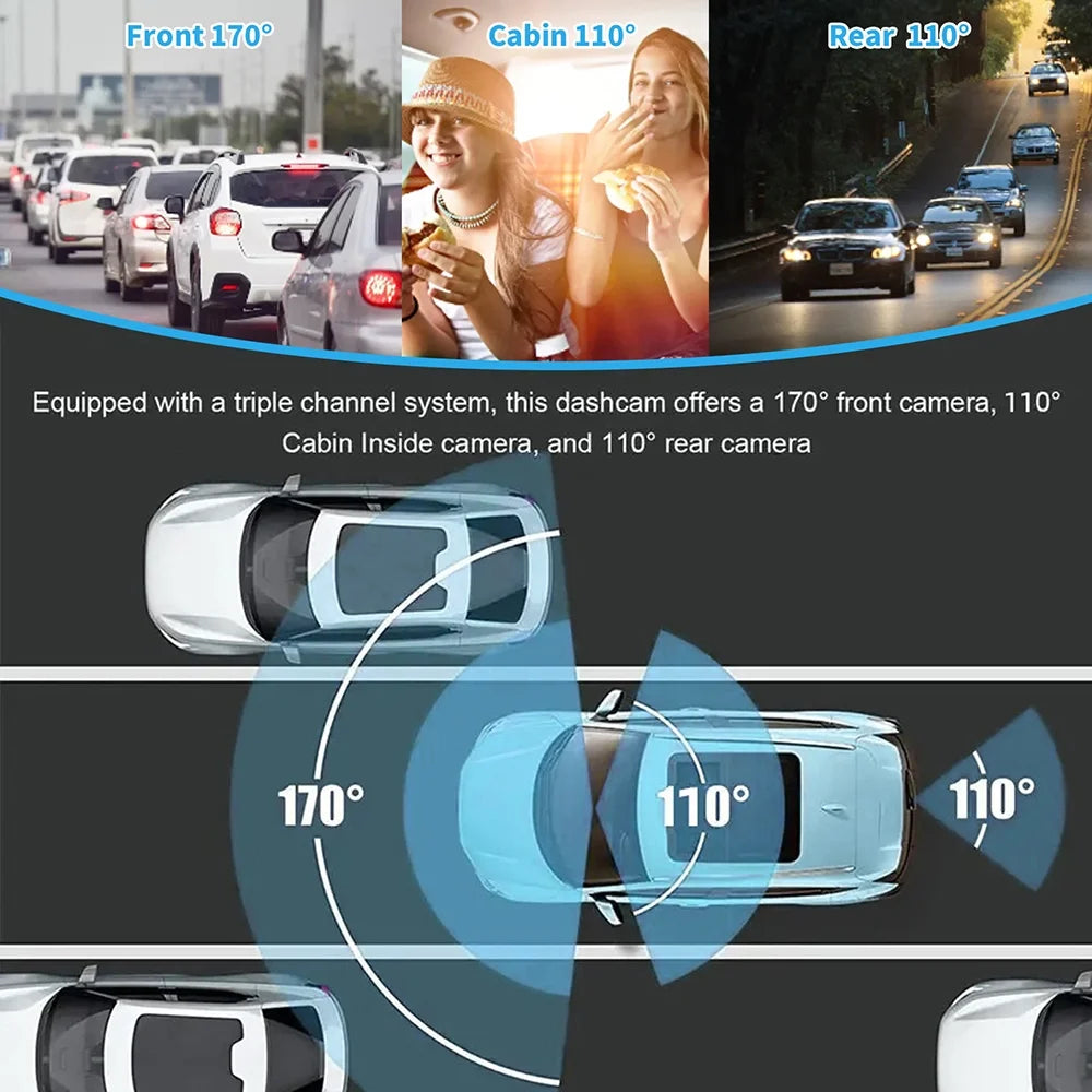 Aumotop Dash Camera,Cameras 1080+720+480P 4in Inside 3 Cameras 1080+720+480P 4in Car Mirror Car Video Dash Cam Rear Safety Video Vision Car Cam Rear Inside 4in Car Rearview 3 Cameras 1080+720+480P