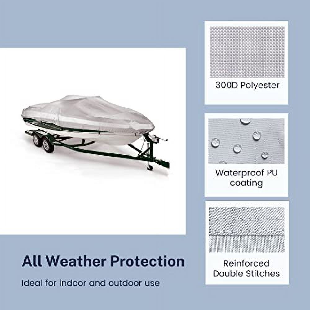 Savvycraft Boat Cover 12'-14', Heavy Duty Waterproof Marine Grade Polyester fits V-Hull Runabouts, Pro-Style Bass Boats, Fish & Ski Boats 12ft-14ft Long, Beam up to 68"