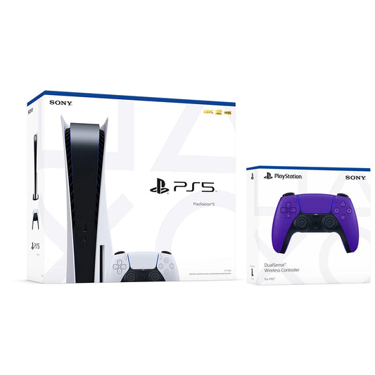 Sony Playstation 5 Disc Version (Sony PS5 Disc) with Extra DualSense Controller - Galactic Purple Bundle