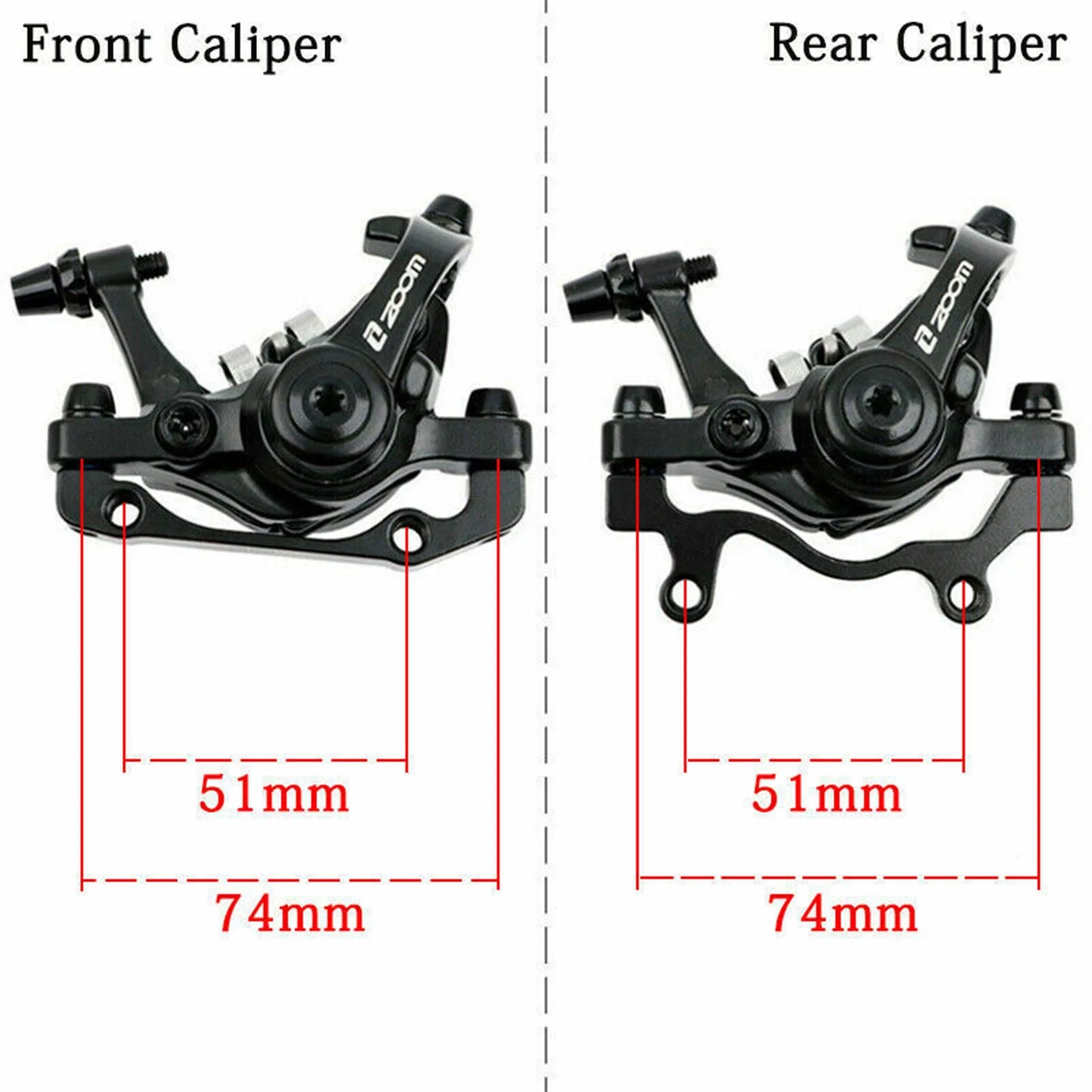 ZOOM MTB Bicycle Mechanical Disc Brake Caliper Front Rear Double Piston Brakes with Bike Rotor 160mm