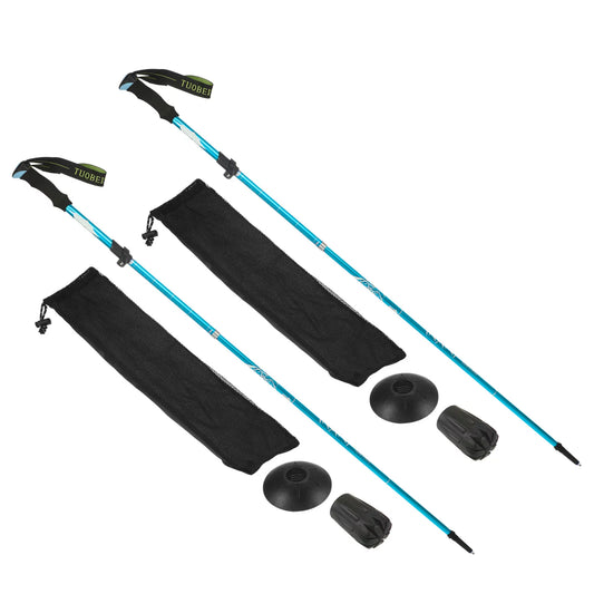 Uxcell Trekking Poles, Collapsible Hiking Pole 51 Inch with Mud Basket, 2 Pack Blue