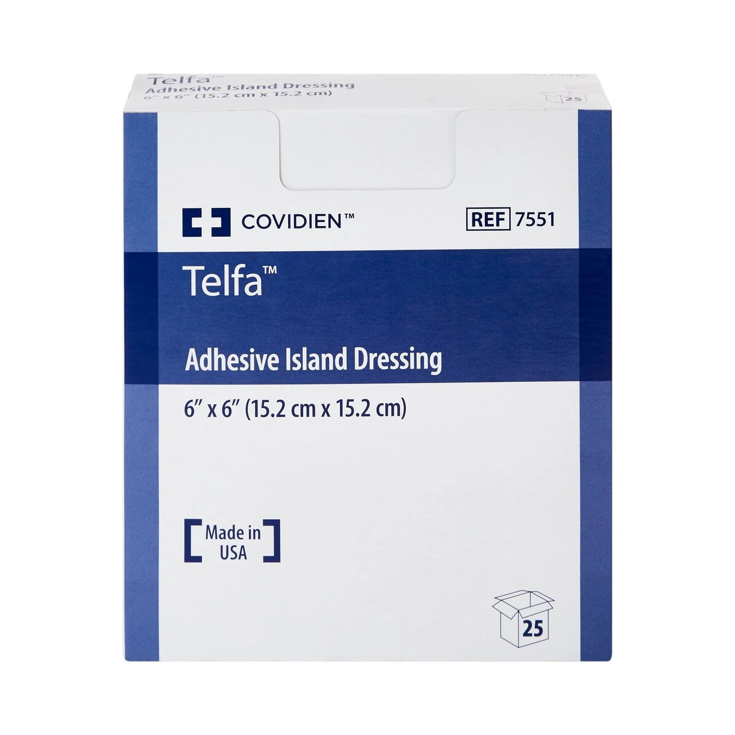 Telfa Sterile Non-Woven White Square Adhesive Dressings, 6 x 6 inches, 25 Count, 1 Pack