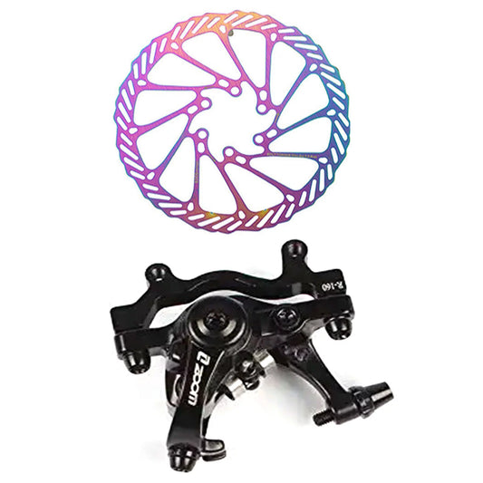 ZOOM MTB Bicycle Mechanical Disc Brake Caliper Front Rear Double Piston Brakes with Bike Rotor 160mm