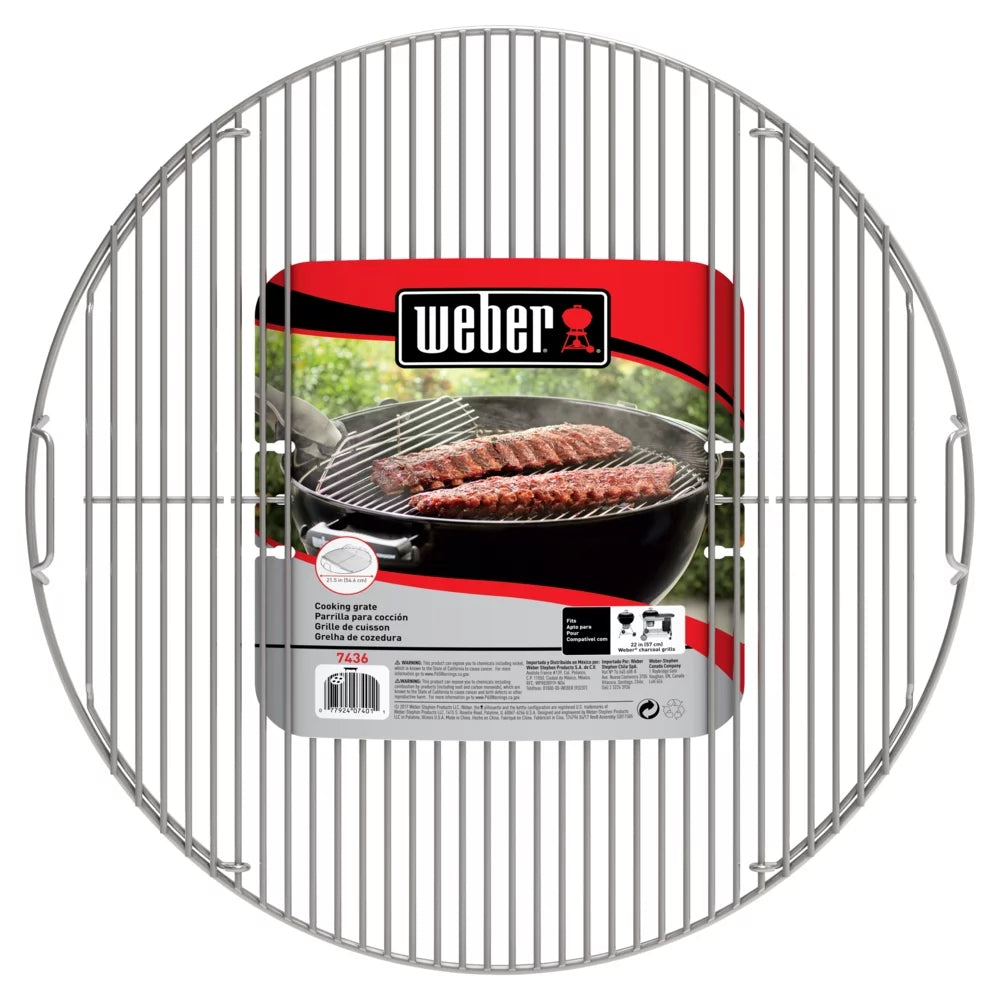 Weber Heavy Duty Plated Steel Hinged Cooking Grate for 22.5'' Grills