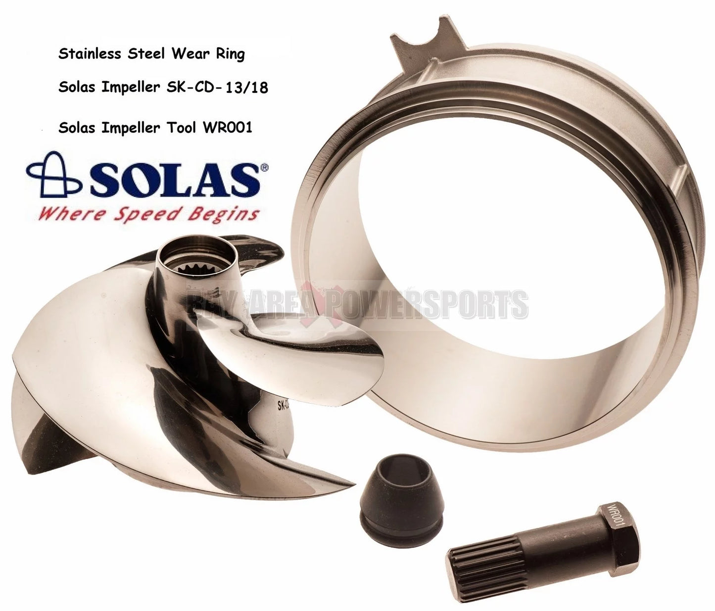 Solas Sea Doo Spark Impeller SK-CD-13/18 W/ Stainless Wear Ring & Impeller Tool