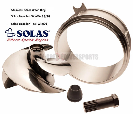 Solas Sea Doo Spark Impeller SK-CD-13/18 W/ Stainless Wear Ring & Impeller Tool