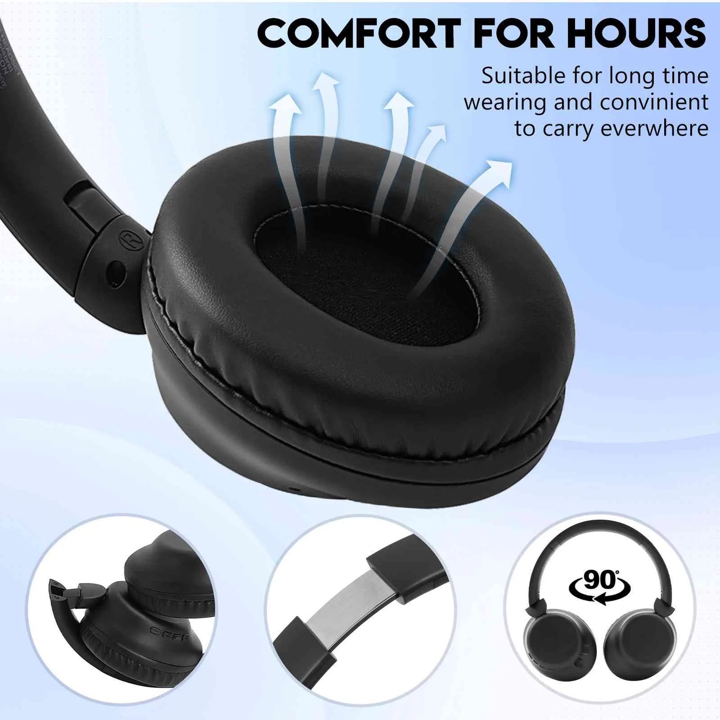 UrbanX A32 Over-Ear Bluetooth Headphones - HD Wireless Sound with Mic for Xiaomi Poco C65/Redmi Pad SE/Poco M6 Pro 5G/Redmi 12 5G, Note 12R - 20H Playtime, 200H Standby, Workout & Travel -Black