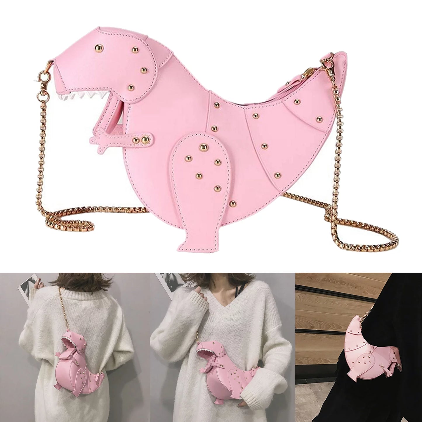 Women Cartoon Shoulder Bag Chic Chain Strap Purse Handbag - , 27.5x11x16cm Pink