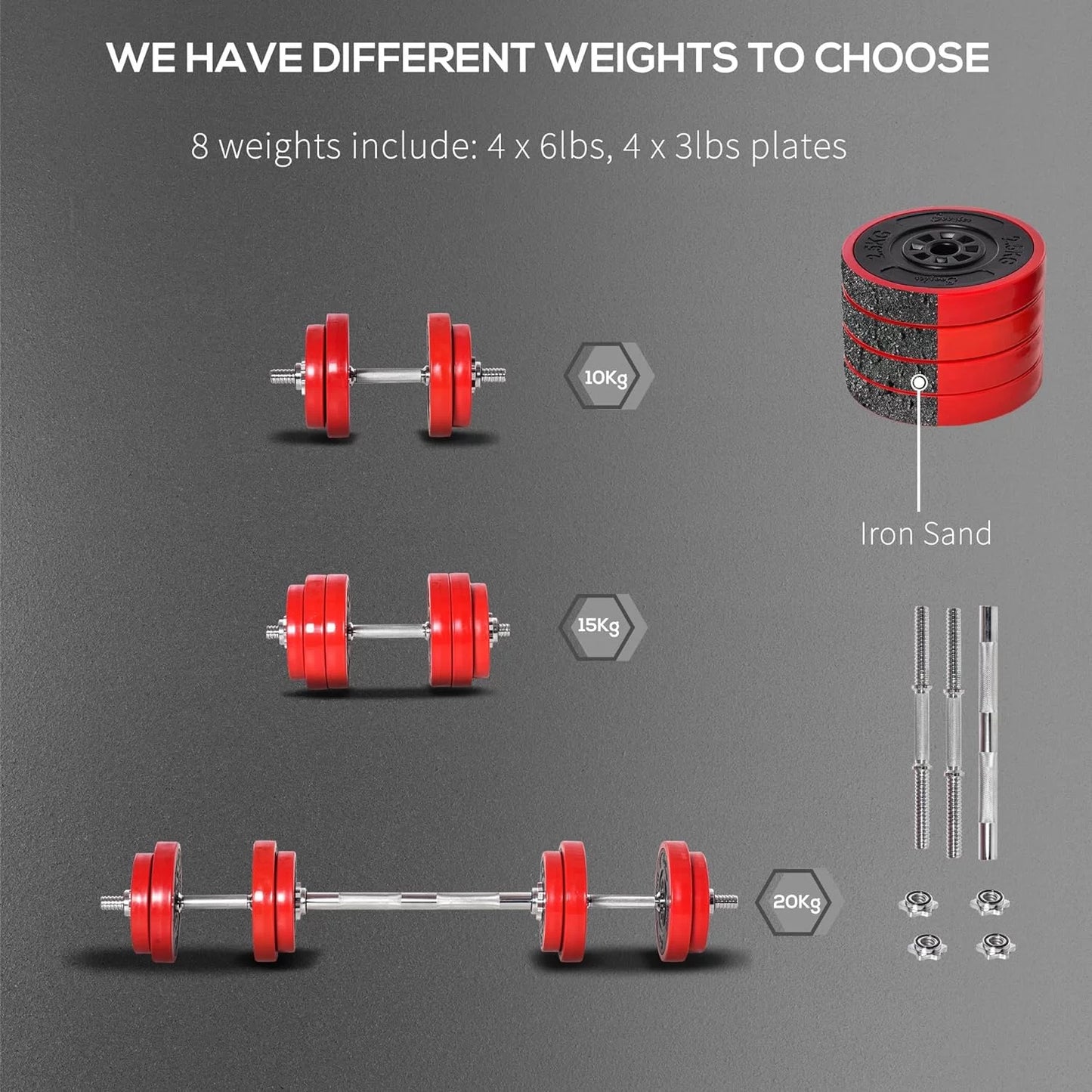 Soozier Adjustable Dumbbell Set, Convertible to Barbell Weight Set for Home Gym Women and Men Weight Lifting Training