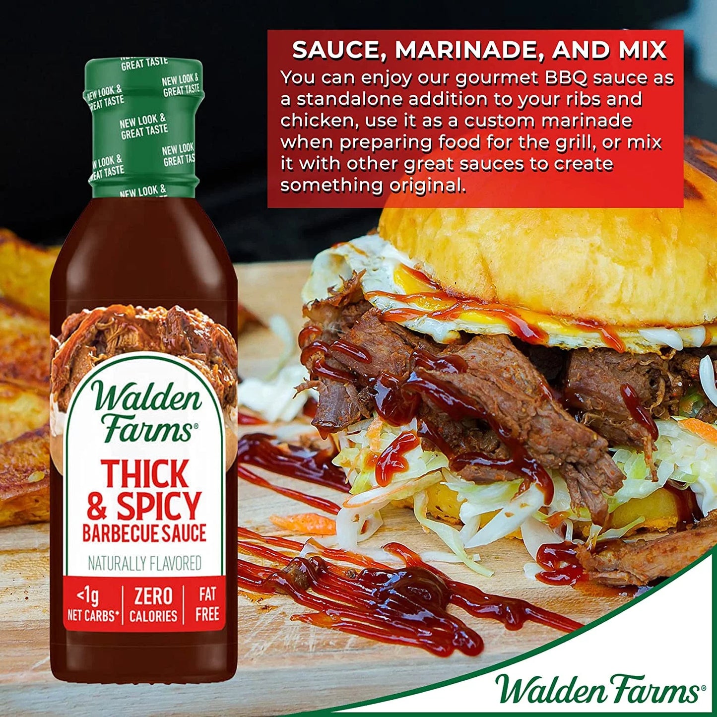 Walden Farms Thick & Spicy Barbecue Sauce 12 oz Pack of 4