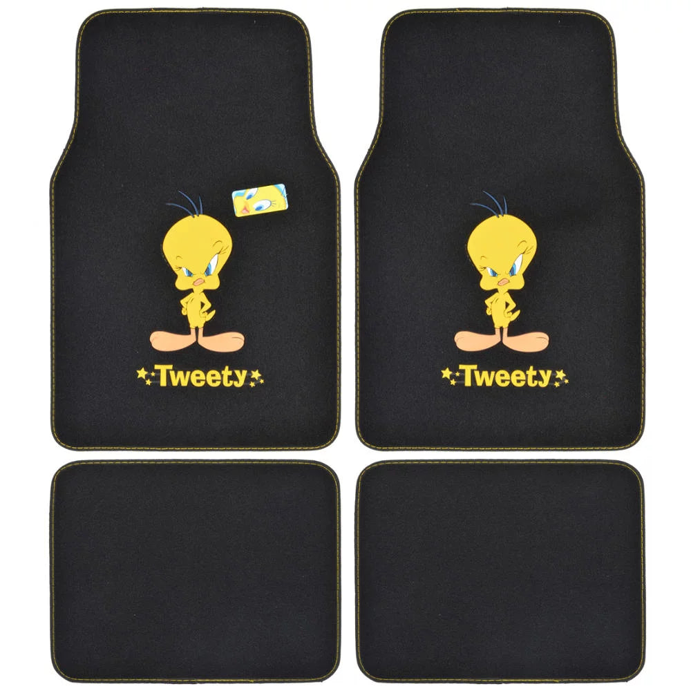 BDK Looney Tunes Tweety Bird Car Seat Covers with Floor Mats Full Set - Holiday Car Auto Accessories Gift Set