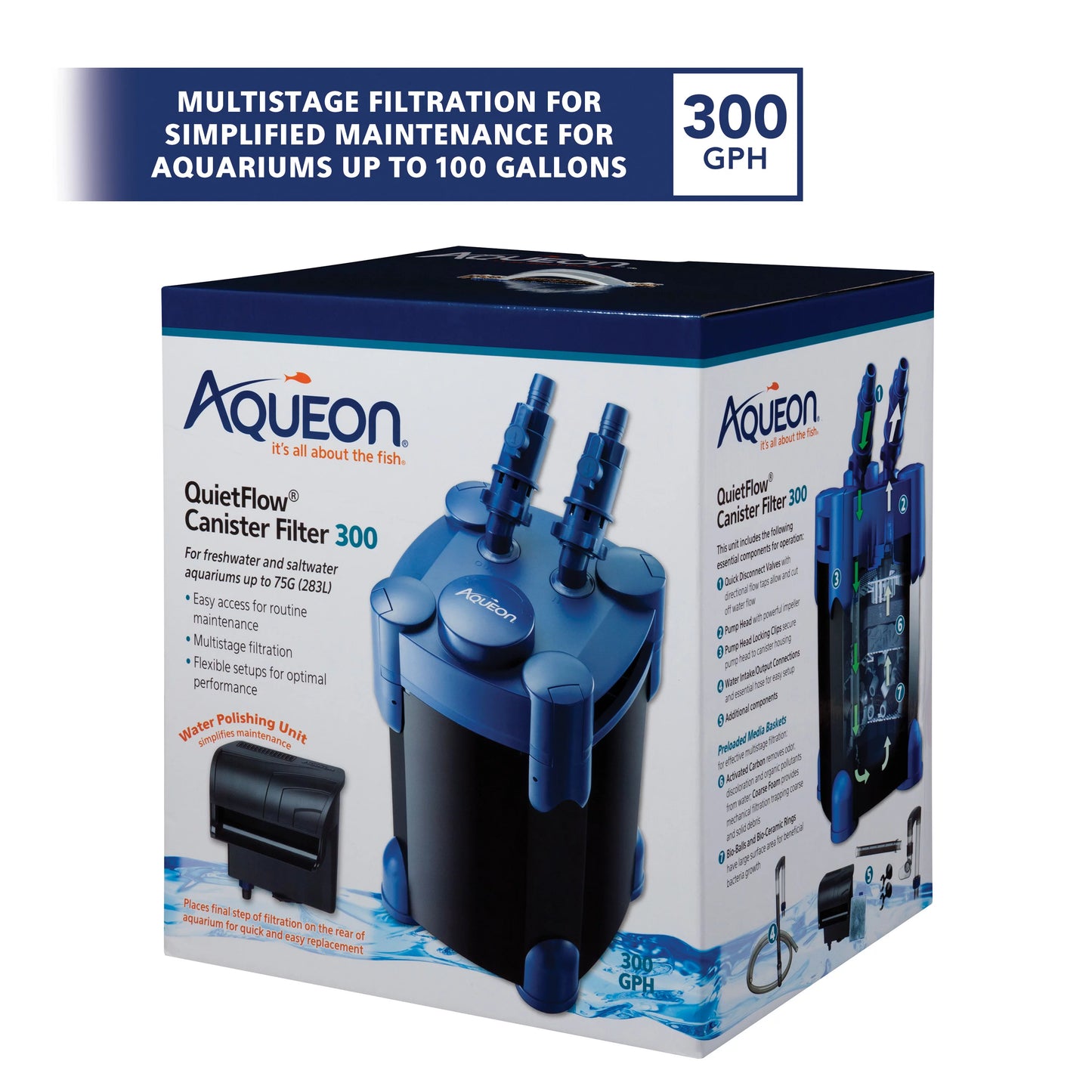 Aqueon QuietFlow Canister Aquarium Filter Up to 75 Gallons