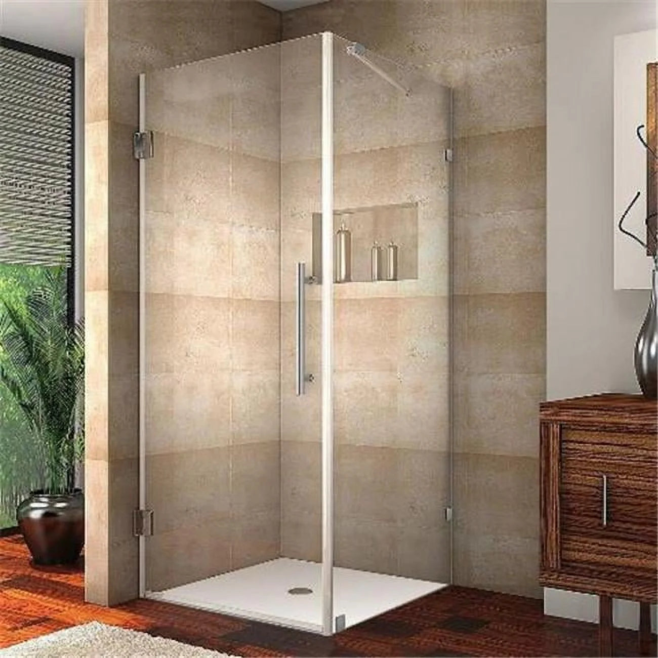 Aquadica Completely Frameless Square Shower Enclosure in Chrome - 36 x 36 x 72 in.