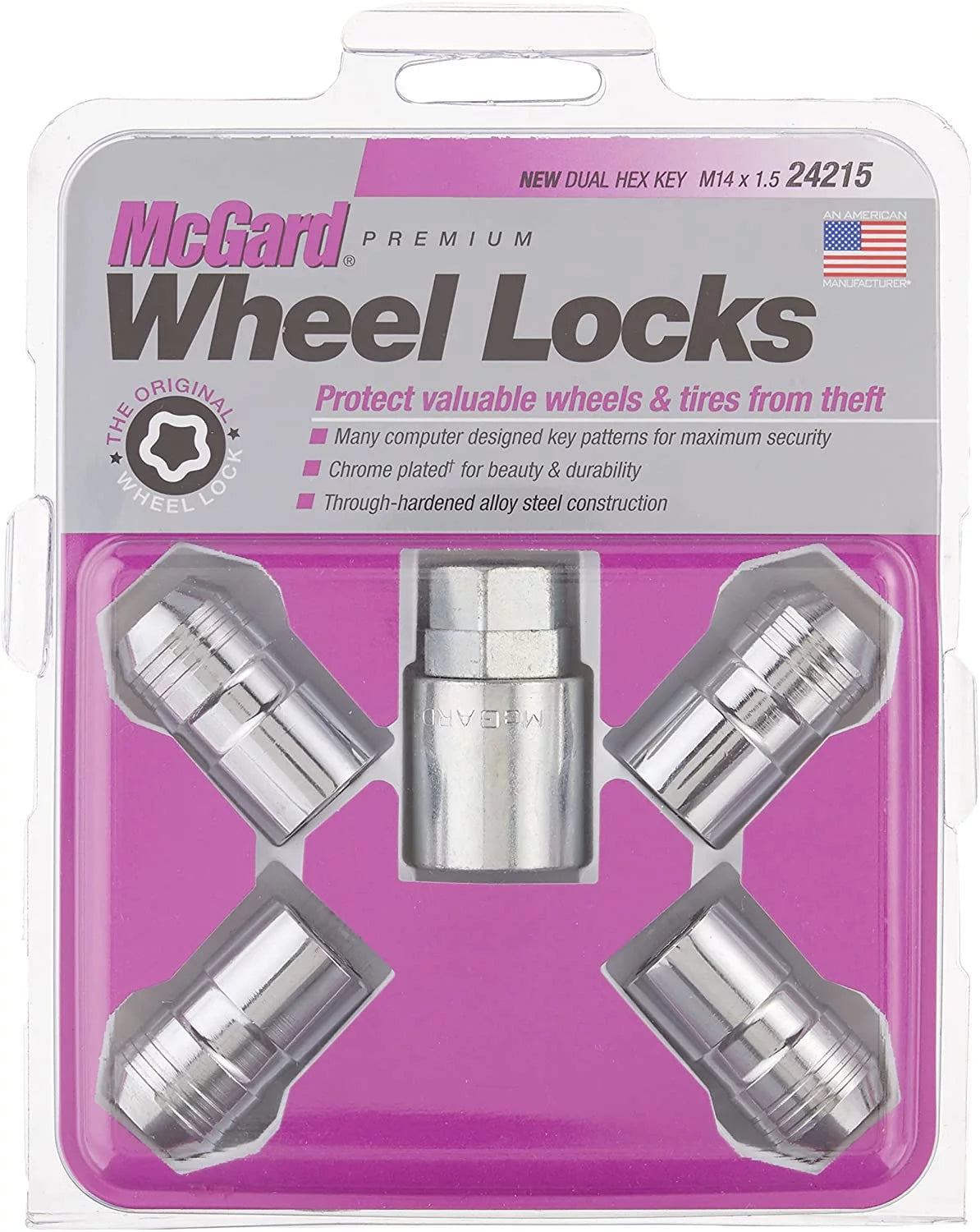 24215 Chrome Cone Seat Wheel Locks (M14 X 1.5 Thread Size) - Set of 4