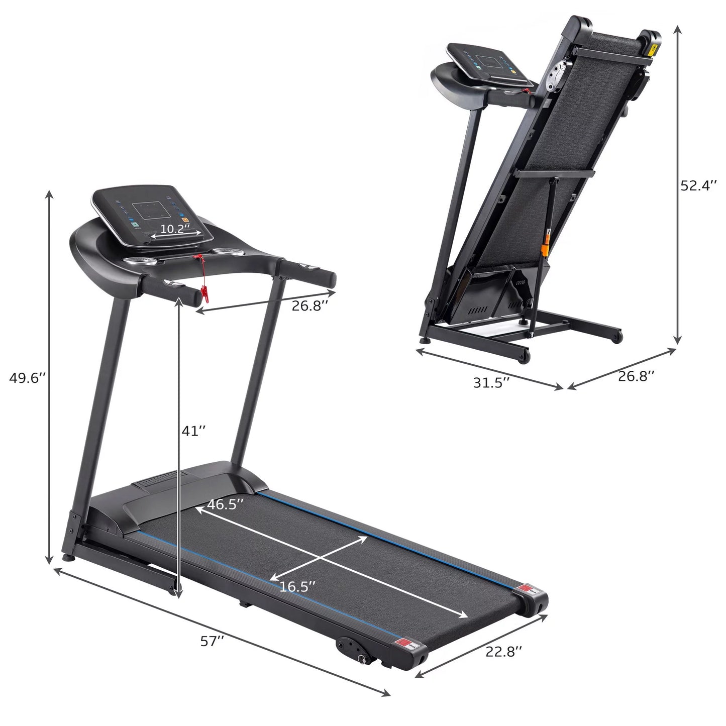 aixvx Electric Motorized Treadmill with Audio Speakers, Max. 10 MPH and Incline for Home Gym